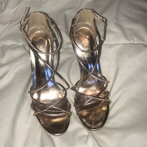 Brash Rose Gold Metallic Strappy Heels